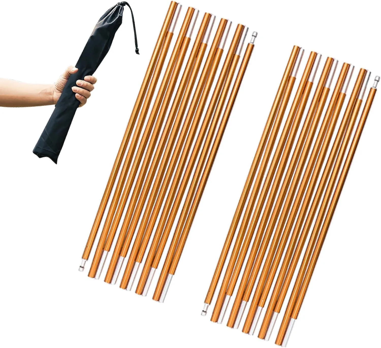 JEELAD Tent Pole Aluminium Rod Replacement Tent Pole Supporting Rod Awning Poles Kit for Outdoor Camping Hiking (14.5 ft, A - Gold)