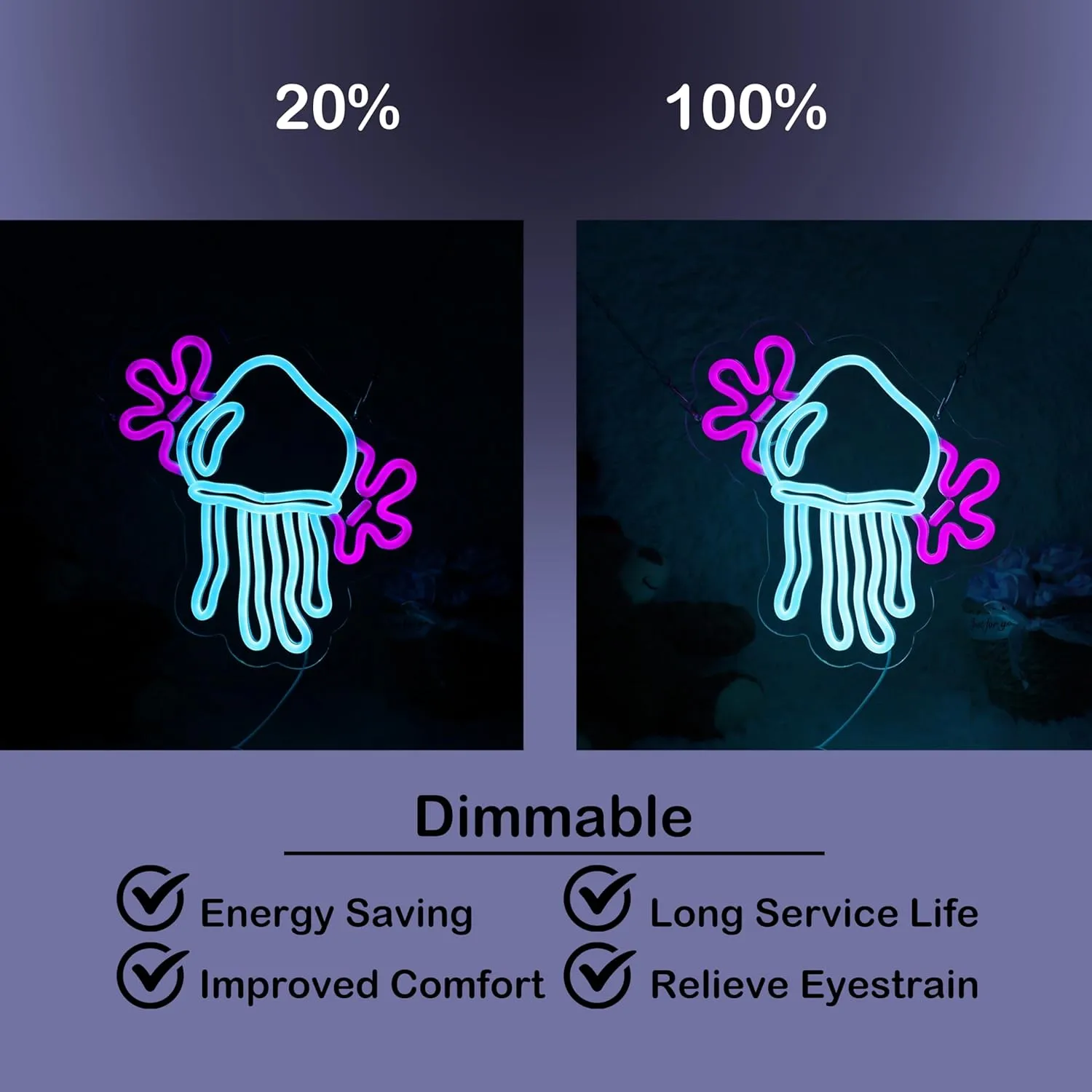 Jellyfish Neon Sign Medusa Neon Light Jellyfish LED Neon Light Up Sign for Room Decor Ocean Style Room Wall Art 10.7"×11.4"
