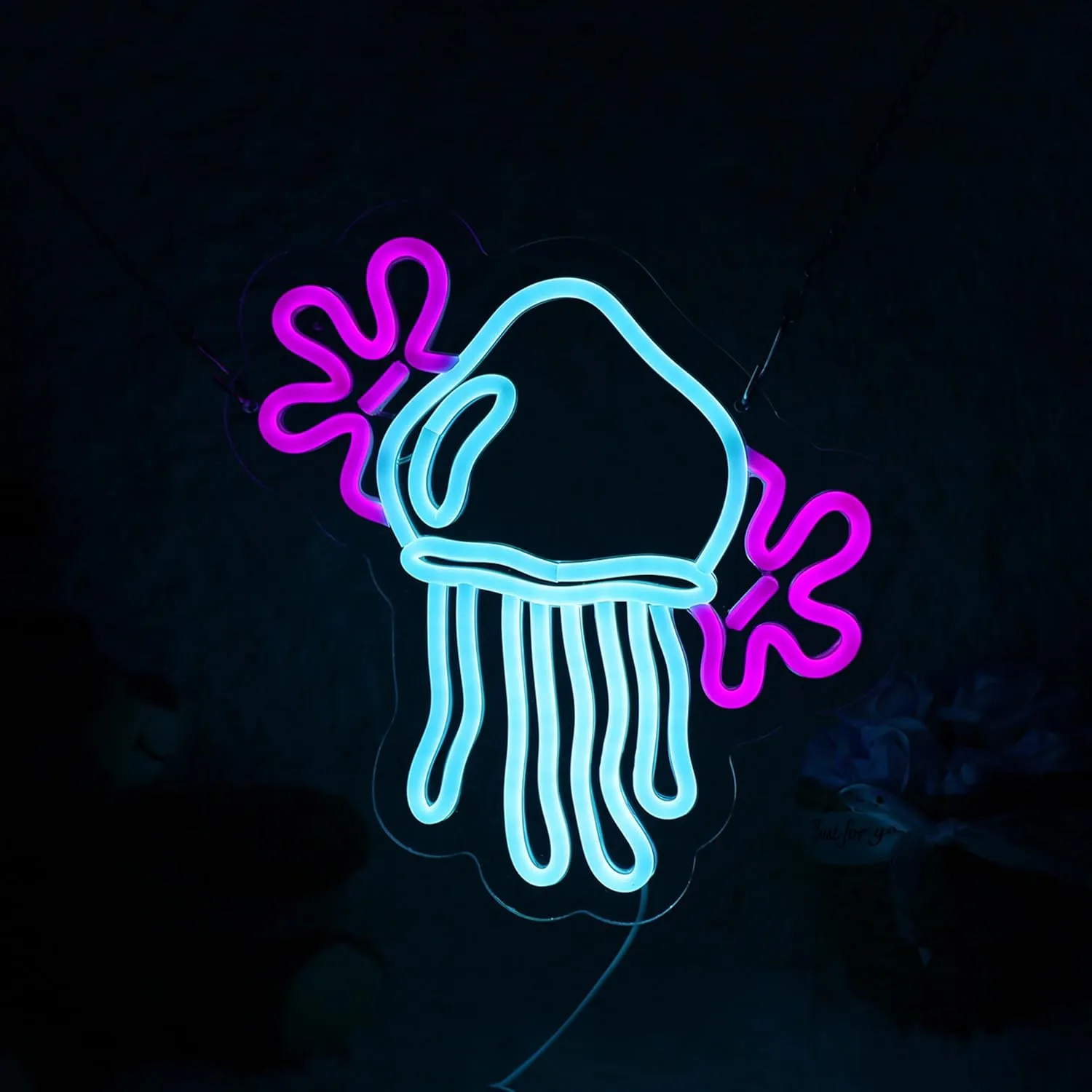 Jellyfish Neon Sign Medusa Neon Light Jellyfish LED Neon Light Up Sign for Room Decor Ocean Style Room Wall Art 10.7"×11.4"