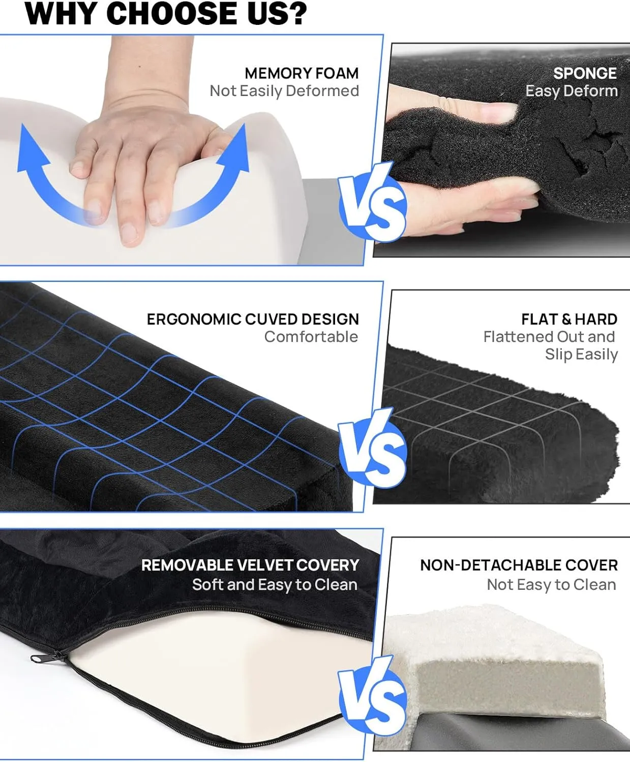 JOYTUTUS Knee Scooter Cushion Cover, Knee Scooter Pad for Comfort, 2.36" Thick Memory Foam Cushion Knee Walker Accessories with Removable Cover