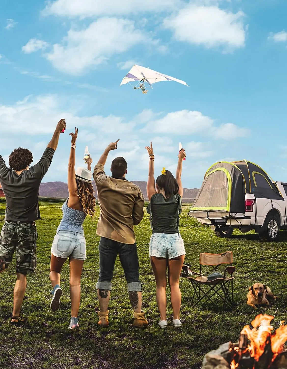 JOYTUTUS Pickup Truck Tent 5ft 2.0, Waterproof PU2000mm Double Layer for 2 Person, Portable Truck Bed Tent with Rainfly, Green, Aluminum Pole