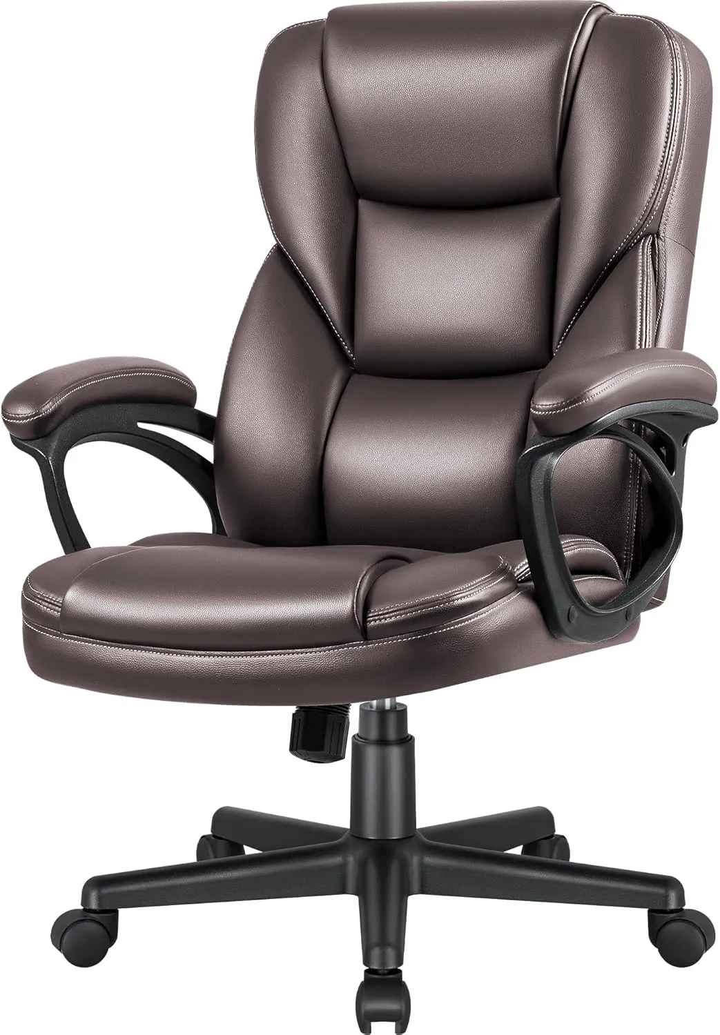 JUMMICO Executive Office Chair High Back Managerial Home Desk Chair, Adjustable Swivel Computer PU Leather Chair with Lumbar Support (Brown)