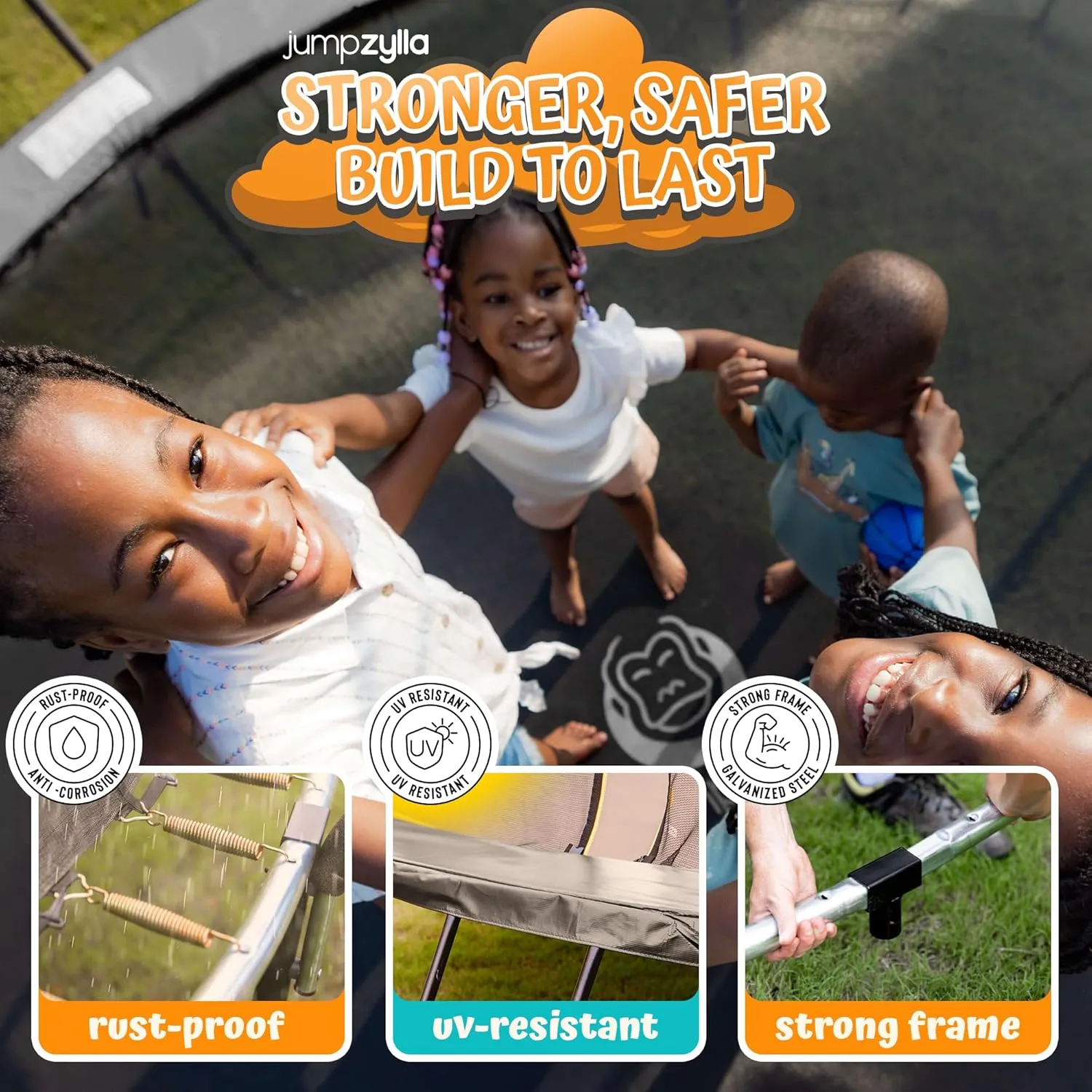 JUMPZYLLA Trampoline Outdoor 8FT 10FT 12FT 14FT 15FT 16FT with Enclosure and Ladder, ASTM Approved Recreational Trampoline for Kids and Adults, Anti-Rust Coated Frame