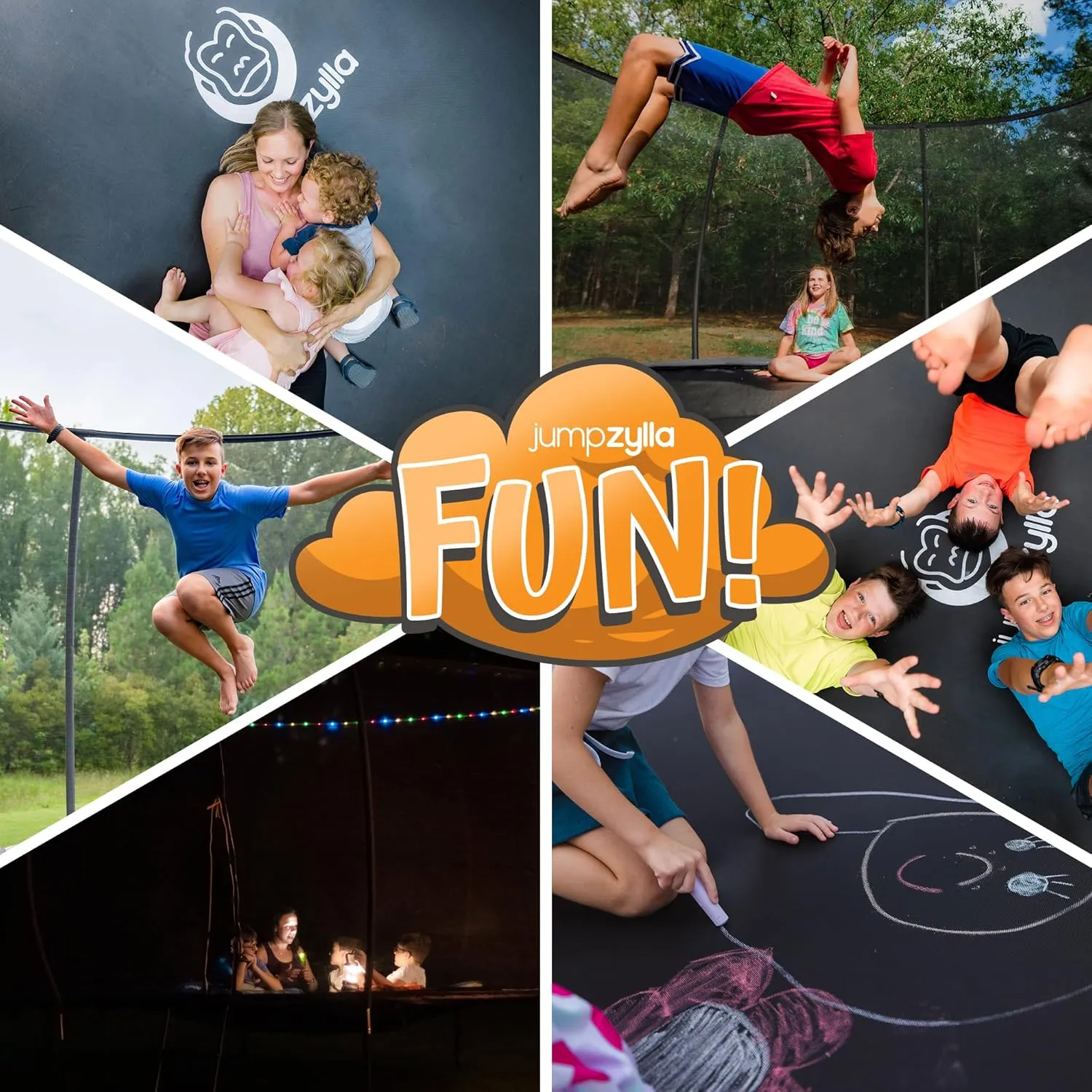 JUMPZYLLA Trampoline Outdoor 8FT 10FT 12FT 14FT 15FT 16FT with Enclosure and Ladder, ASTM Approved Recreational Trampoline for Kids and Adults, Anti-Rust Coated Frame