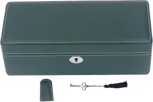 JUOPZKENN 4 Slot Watch Box Organizer with Key Microfiber Leather Green Exquisite Watch Display Storage Box for Most Mechanical Watches Watch Display Storage Box