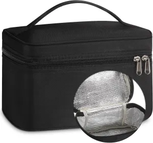 Kacctyen Insulated Makeup Bag for Women Nylon Cosmetics Bag Zippered Heat-resistant Travel Makeup Case Organizer Waterproof Skincare Case with Handle from Melting, Freezing & Spoiling (Large Capacity)