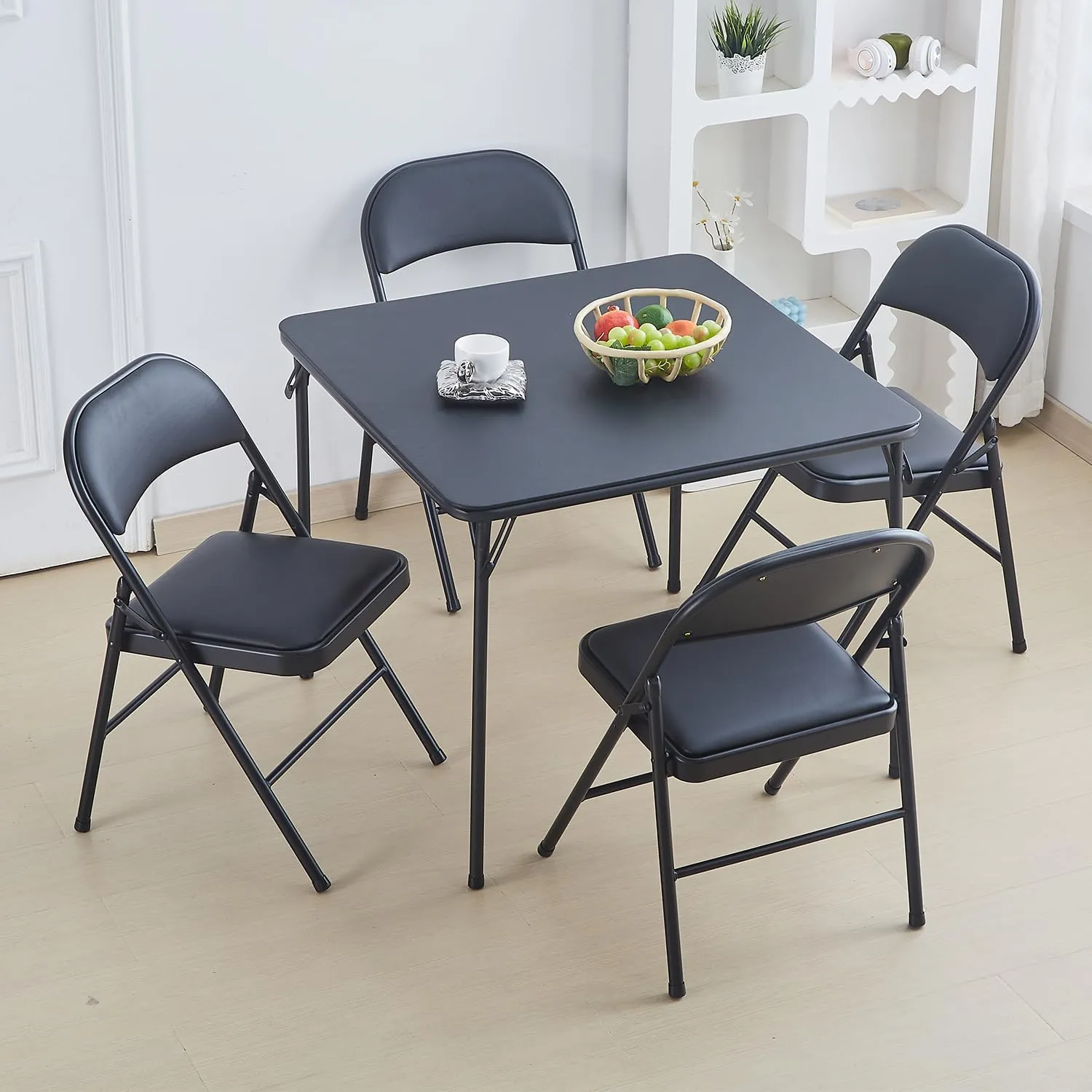 KAIHAOWIN Folding Chairs 2 Pack Vinyl Padded Seat Easy Storage-Stackable Morden Commercial Seat with Powder-Coated Metal Frame Heavy Duty Foldable Chairs for Indoor Office