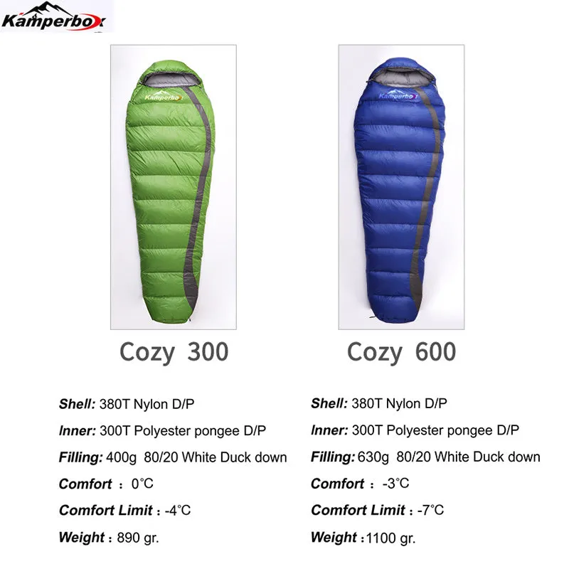 Kamperbox Down Sleeping Bag with Compression Sack |  0 to -4 Degree | 400 g Filling