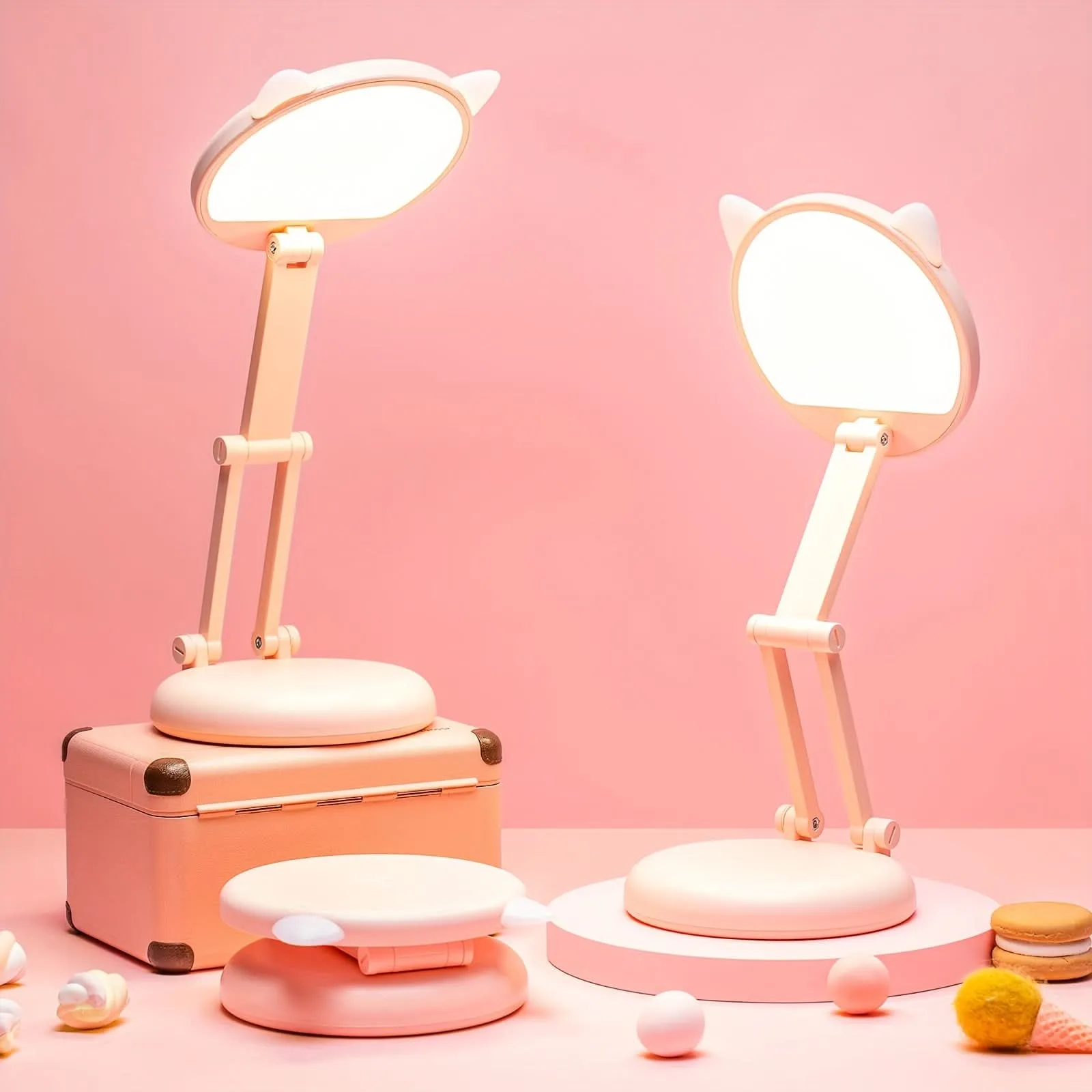 Kawaii Cat-Shaped Foldable Desk Lamp, Dimmable