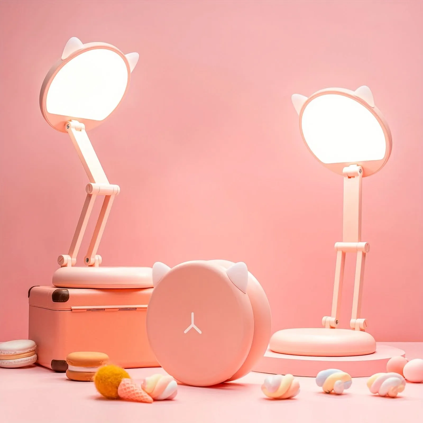 Kawaii Cat-Shaped Foldable Desk Lamp, Dimmable