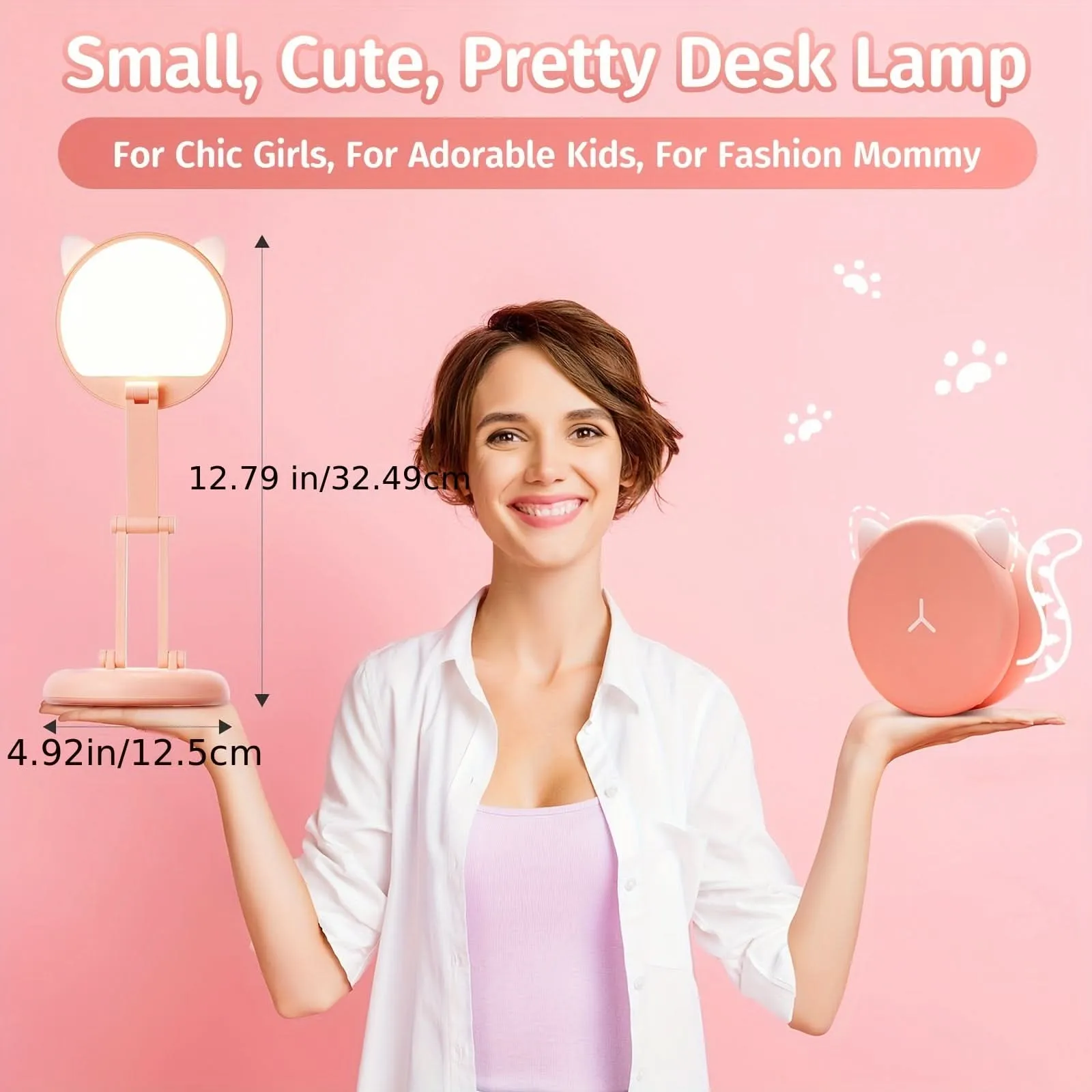 Kawaii Cat-Shaped Foldable Desk Lamp, Dimmable