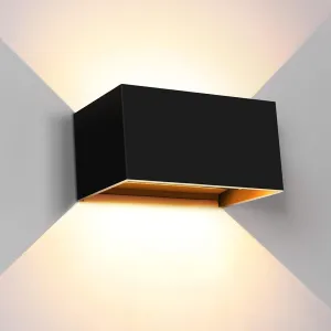 Kawell 24W Modern Wall Light LED Wall Sconce Up Down Adjustable Beam Angle Aluminum Wall Lamp LED Indoor Outdoor Waterproof IP65 for Bedroom Bathroom Corridor Living Room Stairs Hallway, Black 3000K
