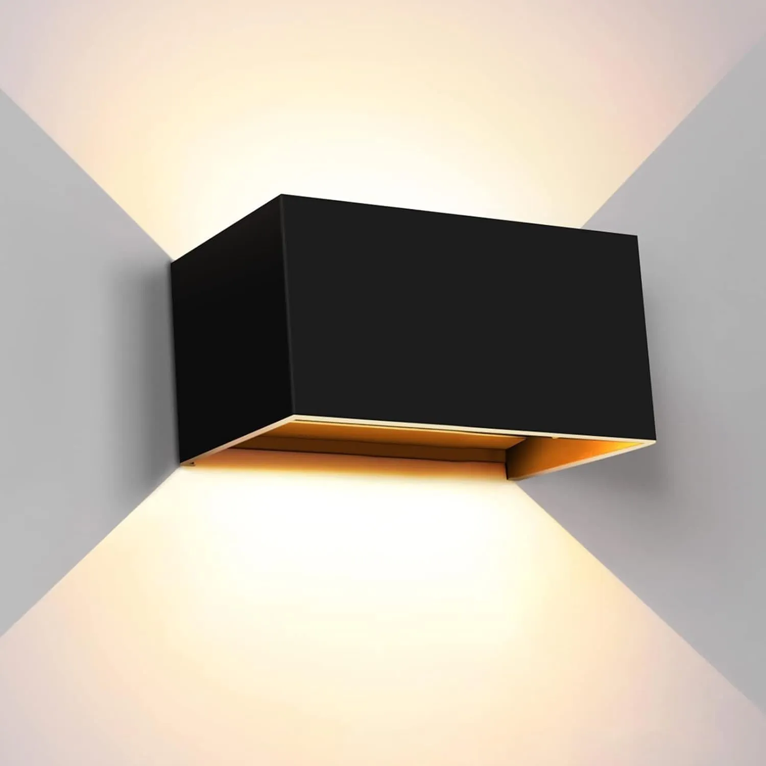 Kawell 24W Modern Wall Light LED Wall Sconce Up Down Adjustable Beam Angle Aluminum Wall Lamp LED Indoor Outdoor Waterproof IP65 for Bedroom Bathroom Corridor Living Room Stairs Hallway, Black 3000K