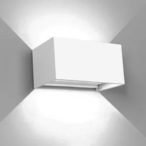 Kawell 24W Modern Wall Light LED Wall Sconce Up Down Adjustable Beam Angle Aluminum Wall Lamp LED Indoor Outdoor Waterproof IP65 for Bedroom Bathroom Corridor Living Room Stairs Hallway, White 6000K