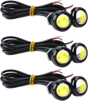 Kawell Universal 6 Pack High Power White 9W Led Eagle Eye Bumper DRL Fog Light Motorcycle Light Daytime Running Tail Backup Light Car Motor Clearance Marker Lights