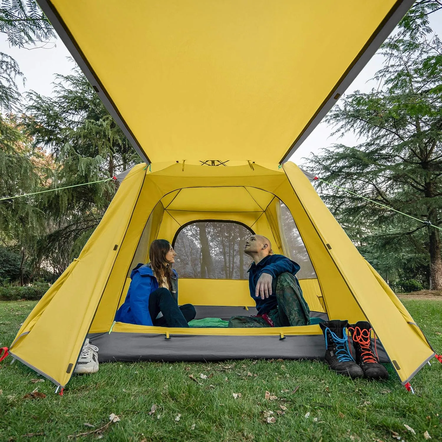 KAZOO Camping Tents 3 Person Waterproof Instant Tents 3 People Cabin Tent Easy Setup with Sun Shade Automatic Aluminum Pole