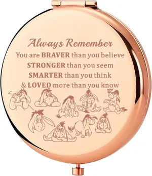 KEYCHIN Donkey Pocket Mirror Donkey Fans Gift You are Braver Stronger Smarter Than You Think Compact Mirror for Women Girls (Donkey Always-RG)