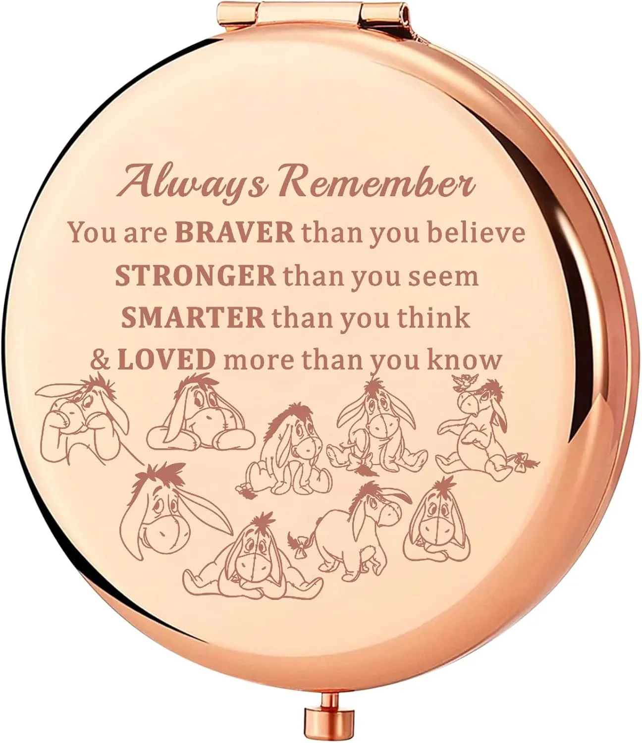 KEYCHIN Donkey Pocket Mirror Donkey Fans Gift You are Braver Stronger Smarter Than You Think Compact Mirror for Women Girls (Donkey Always-RG)