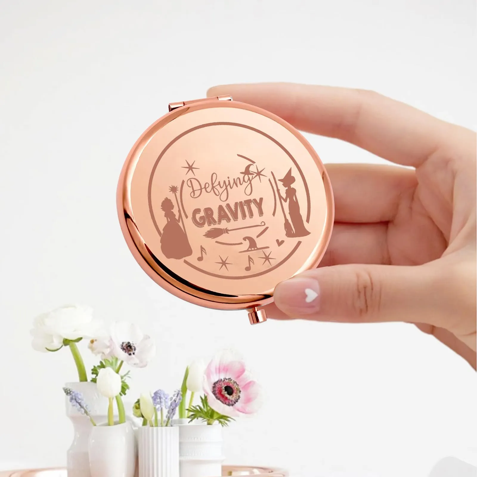 KEYCHIN Witch Pocket Mirror Elphaba and Glinda Fans Gifts Defying Witch Compact Makeup Mirror Musical Elphaba and Glinda Witch Merch (Defying-RG)