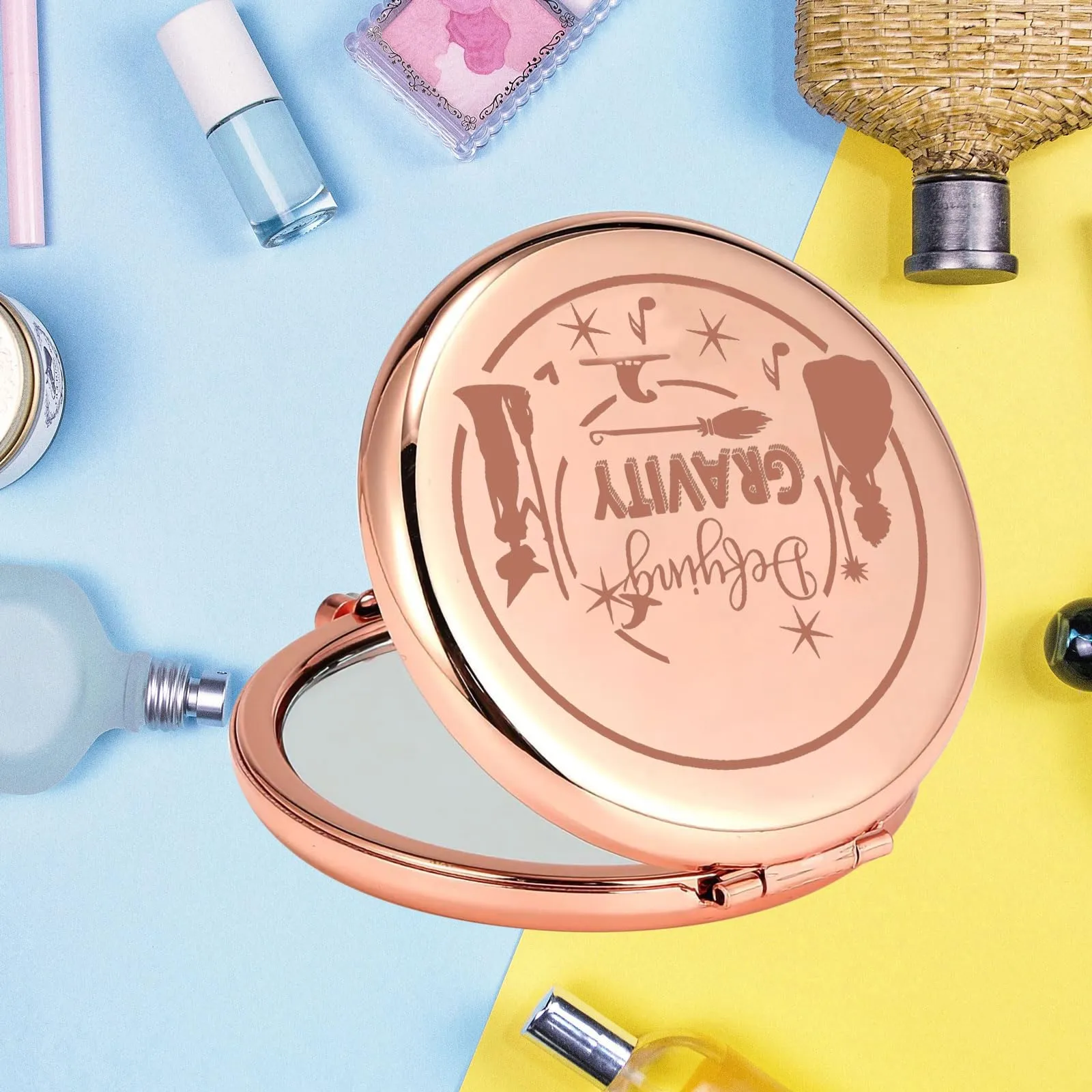 KEYCHIN Witch Pocket Mirror Elphaba and Glinda Fans Gifts Defying Witch Compact Makeup Mirror Musical Elphaba and Glinda Witch Merch (Defying-RG)