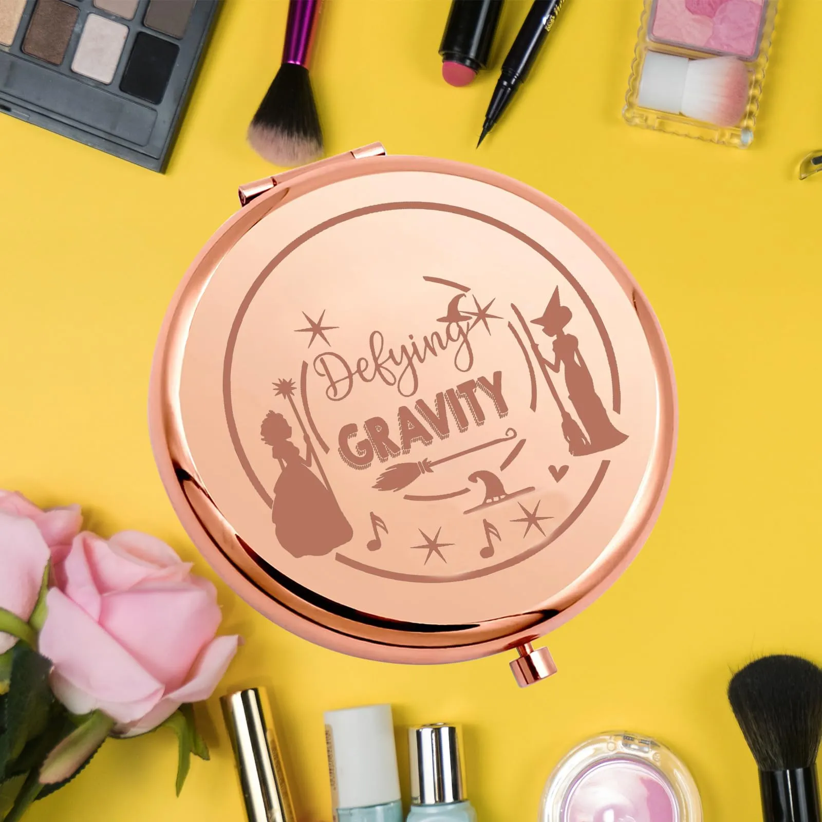 KEYCHIN Witch Pocket Mirror Elphaba and Glinda Fans Gifts Defying Witch Compact Makeup Mirror Musical Elphaba and Glinda Witch Merch (Defying-RG)