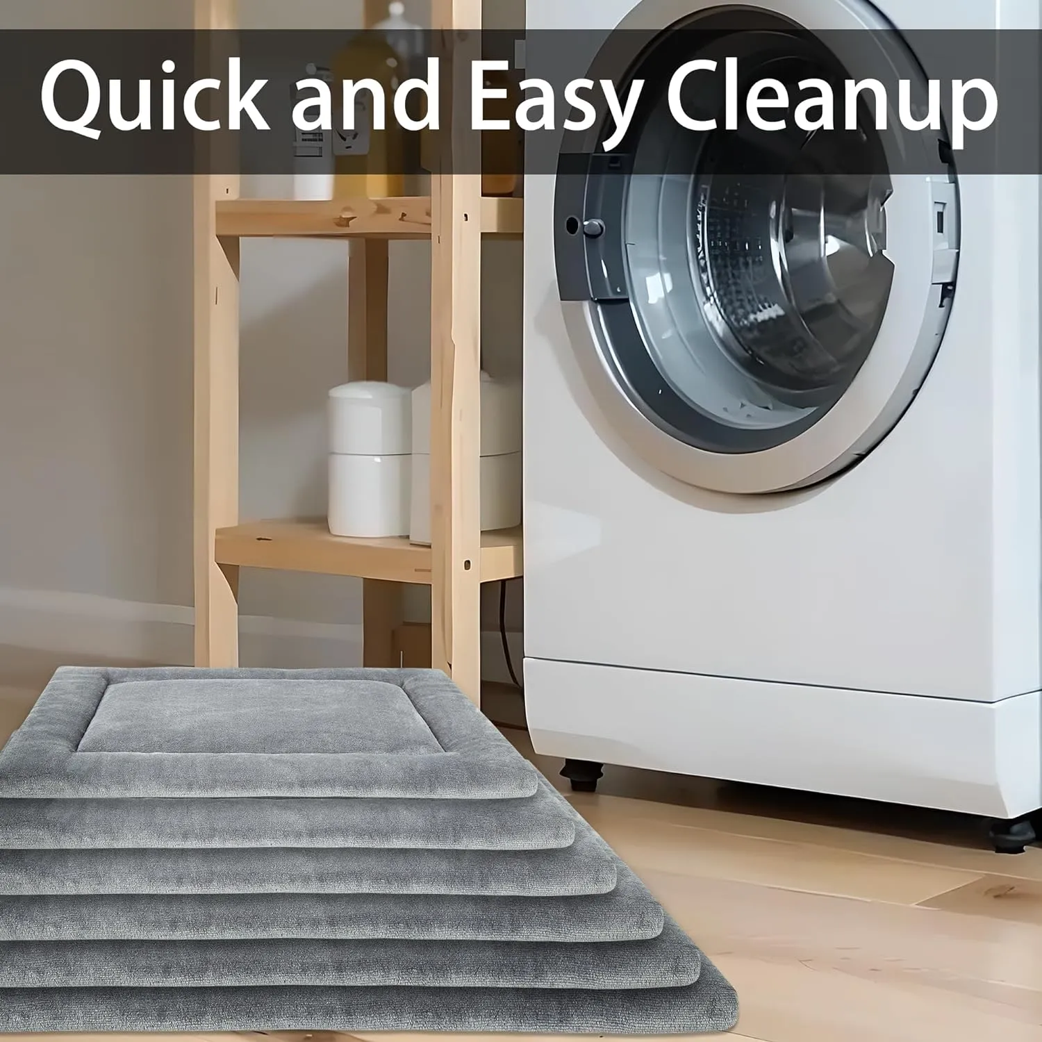 KHONSU PET Dog Bed Mat Crate Pad for Up to 45 lbs Dogs with Reversible Sides for Cold and Hot Seasons, Completely Washable Cushioned Pad 1.1inch Thin Dog Bed