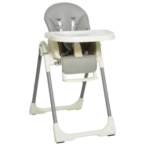 Kids Backrest 5 Point 6 Baby With Harness Footrest HOMCOM Removable 36 Chair Wireless For Safety Height Curated collection Months And High Convertible Grey Feeding Adjustable Foldable Tray -
