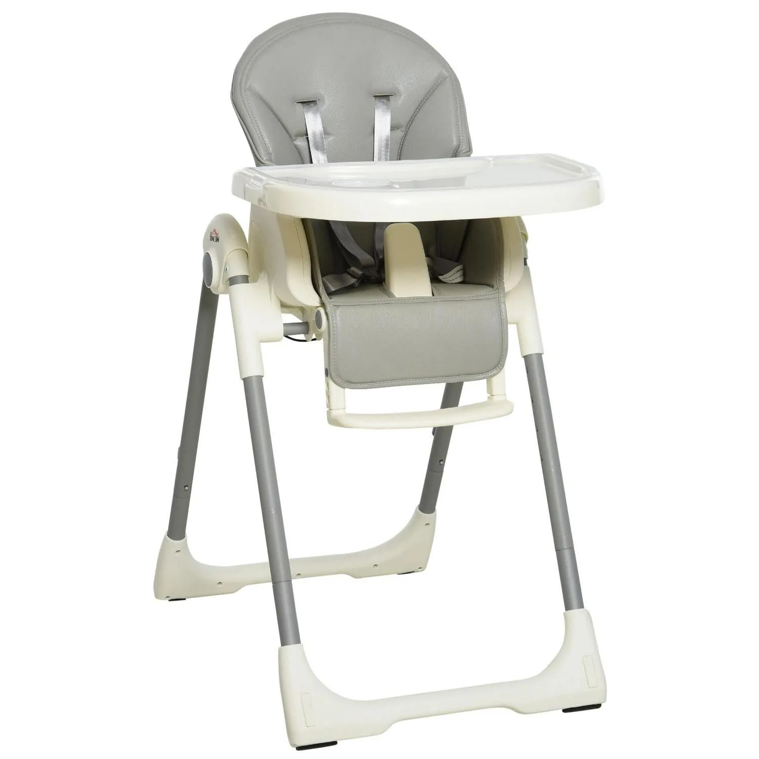Kids Backrest 5 Point 6 Baby With Harness Footrest HOMCOM Removable 36 Chair Wireless For Safety Height Curated collection Months And High Convertible Grey Feeding Adjustable Foldable Tray -