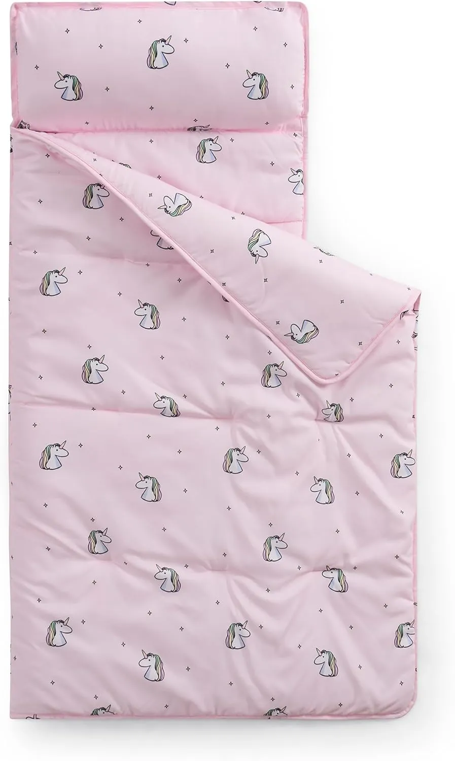 Kids Sleeping Bag Nap Mat with Pillow & Blanket – 3-in-1 Machine Washable Quilted Mat for Toddlers – Portable with Handles – 20" x 50" for Daycare, Preschool, Travel, & Sleepovers