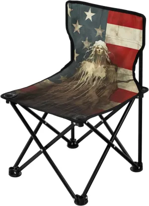 Kigai Folding Camping Chair Heavy Duty Chair Ultralight Compact Portable Beach Chair for Outdoor Camp, Hiking, Travel, Beach, Sporting Event and Picnic, America Flag