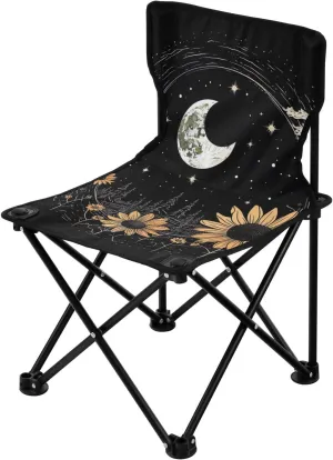 Kigai Folding Camping Chair Heavy Duty Chair Ultralight Compact Portable Beach Chair for Outdoor Camp, Hiking, Travel, Beach, Sporting Event and Picnic, Sun and Moon
