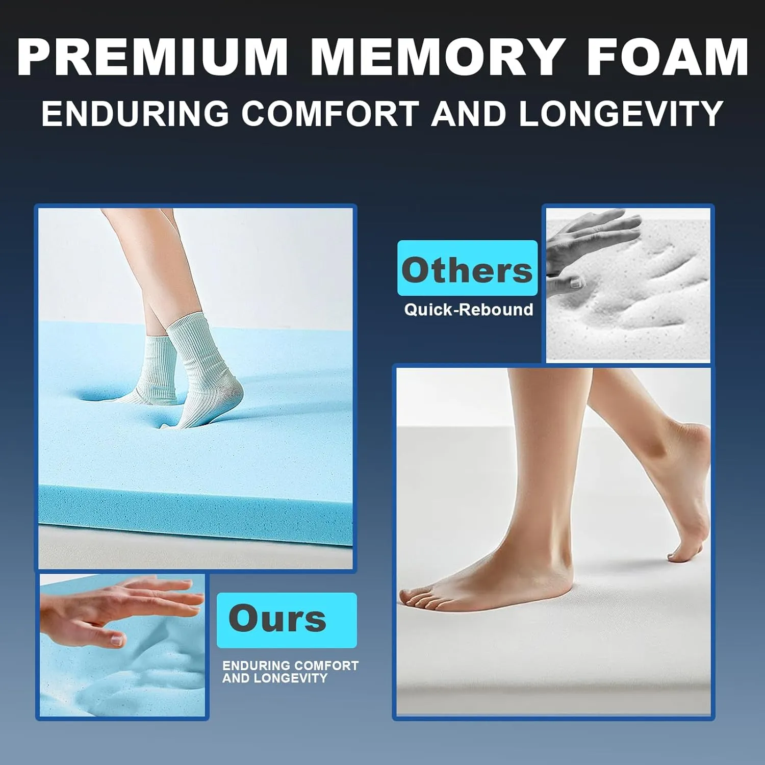 King Mattress Topper,Dual Layer 4 Inch Memory Foam Mattress Topper - 2 Inch Gel Memory Foam and 2 Inch Down Alternative Pillow Top Mattress Pad Cover with 8-21 Inch Deep Pocket for Sleeping