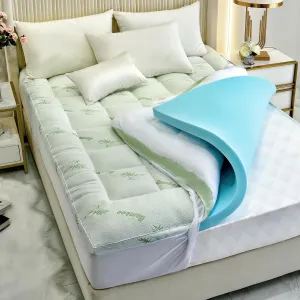 King Mattress Topper,Dual Layer 4 Inch Memory Foam Mattress Topper - 2 Inch Gel Memory Foam and 2 Inch Down Alternative Pillow Top Mattress Pad Cover with 8-21 Inch Deep Pocket for Sleeping