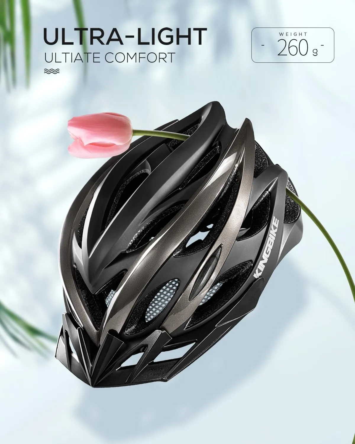 KINGBIKE Bike Helmet for Adult Men Women Youth Road Commute Mountain Cycling Helmets with USB Rechargeable Tail Light Replaceable Inner Pads and Visors Lightweight 2 Sizes 54-61cm/21.26-24.01in