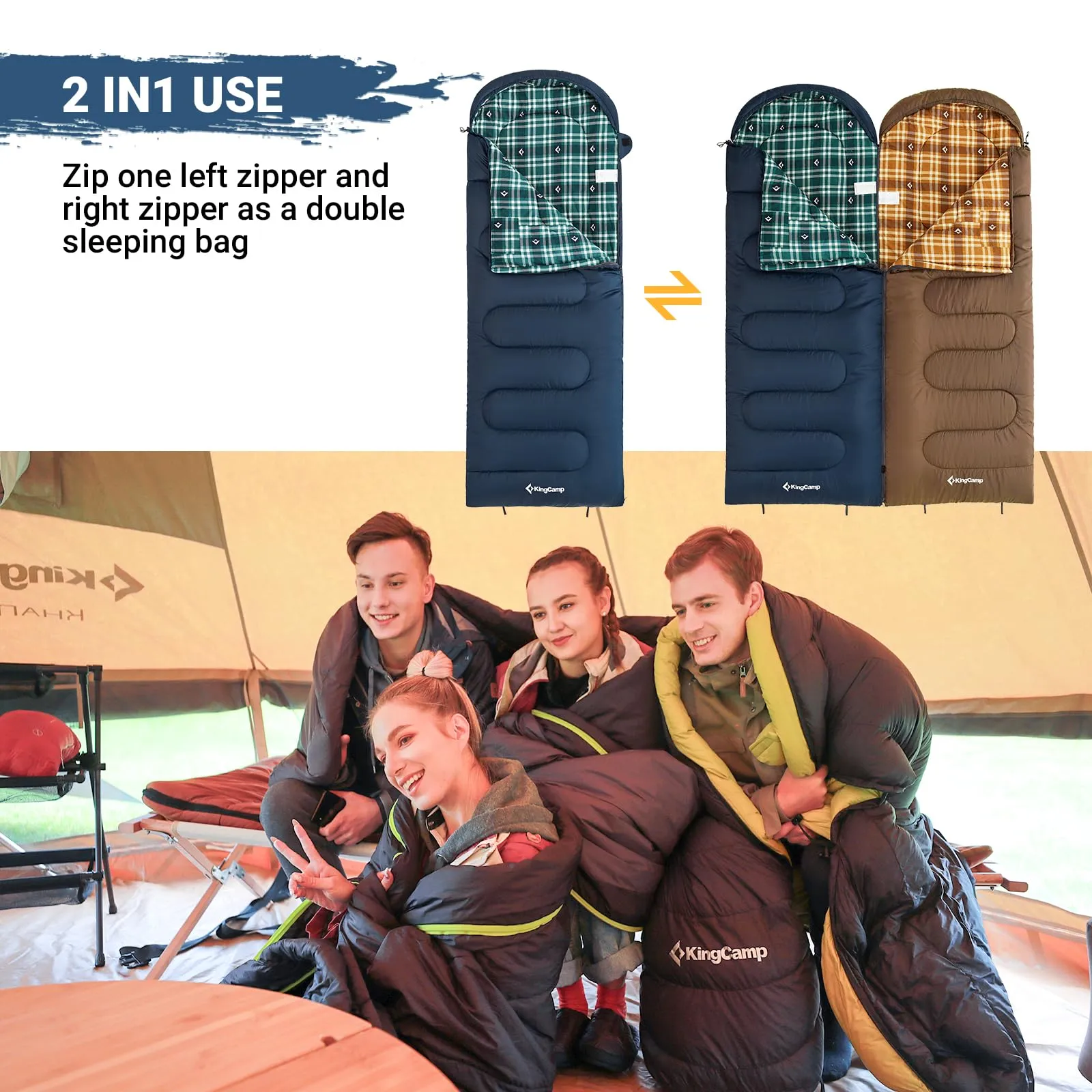 KingCamp CLOUDY 300 Flannel Lined Sleeping Bag