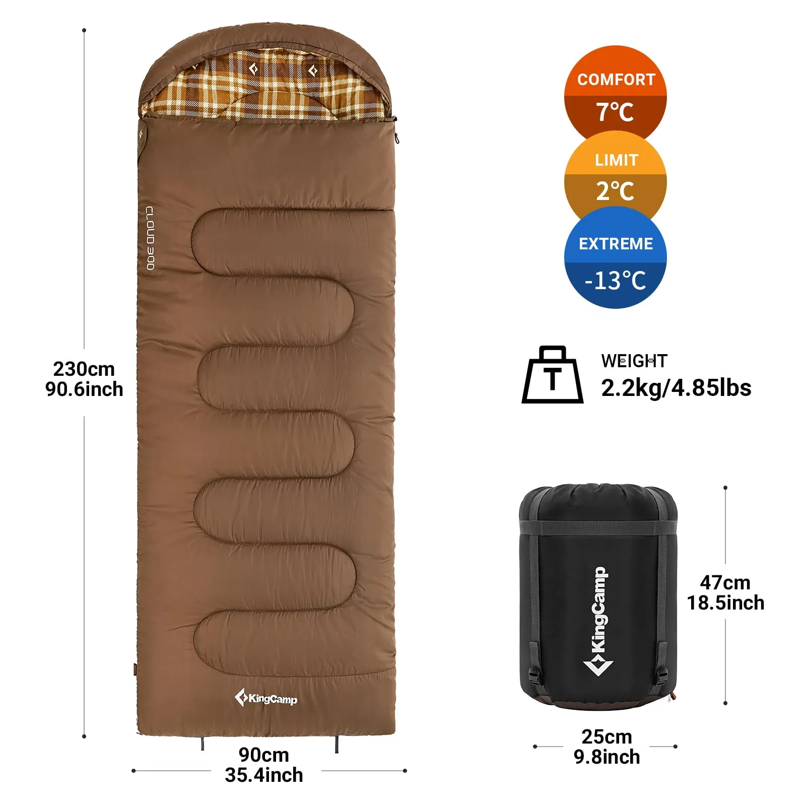 KingCamp CLOUDY 300 Flannel Lined Sleeping Bag