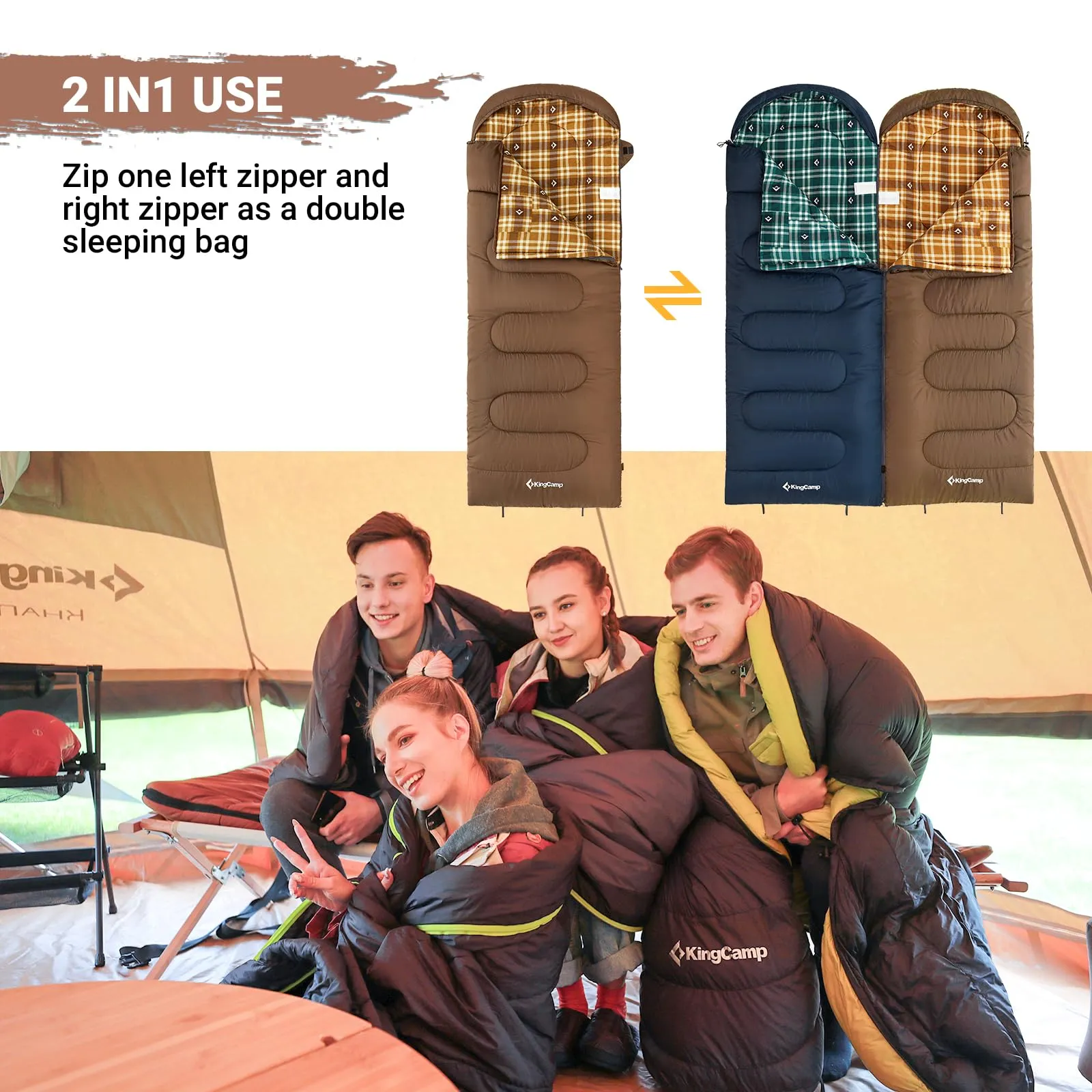 KingCamp CLOUDY 300 Flannel Lined Sleeping Bag
