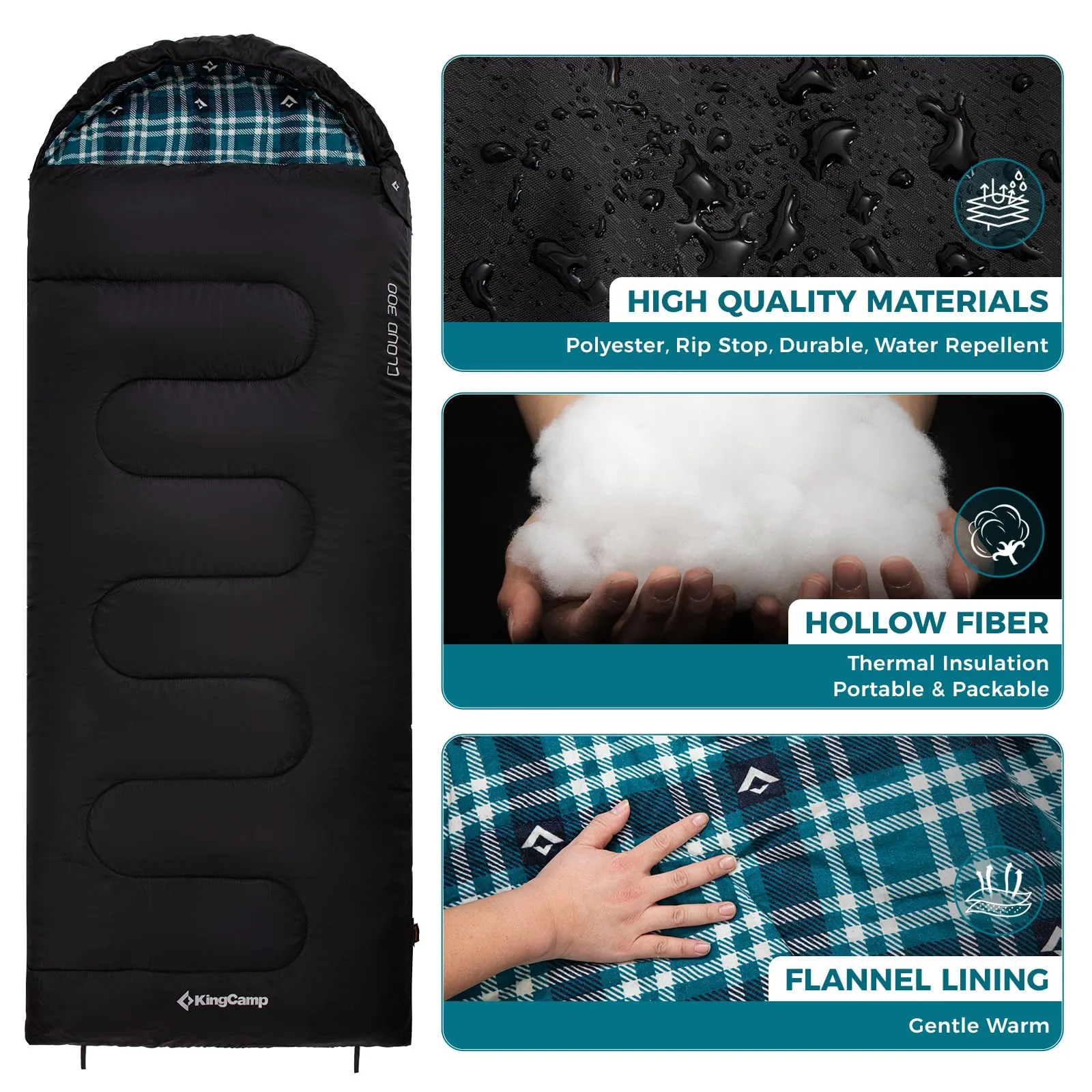 KingCamp CLOUDY 300 Flannel Lined Sleeping Bag