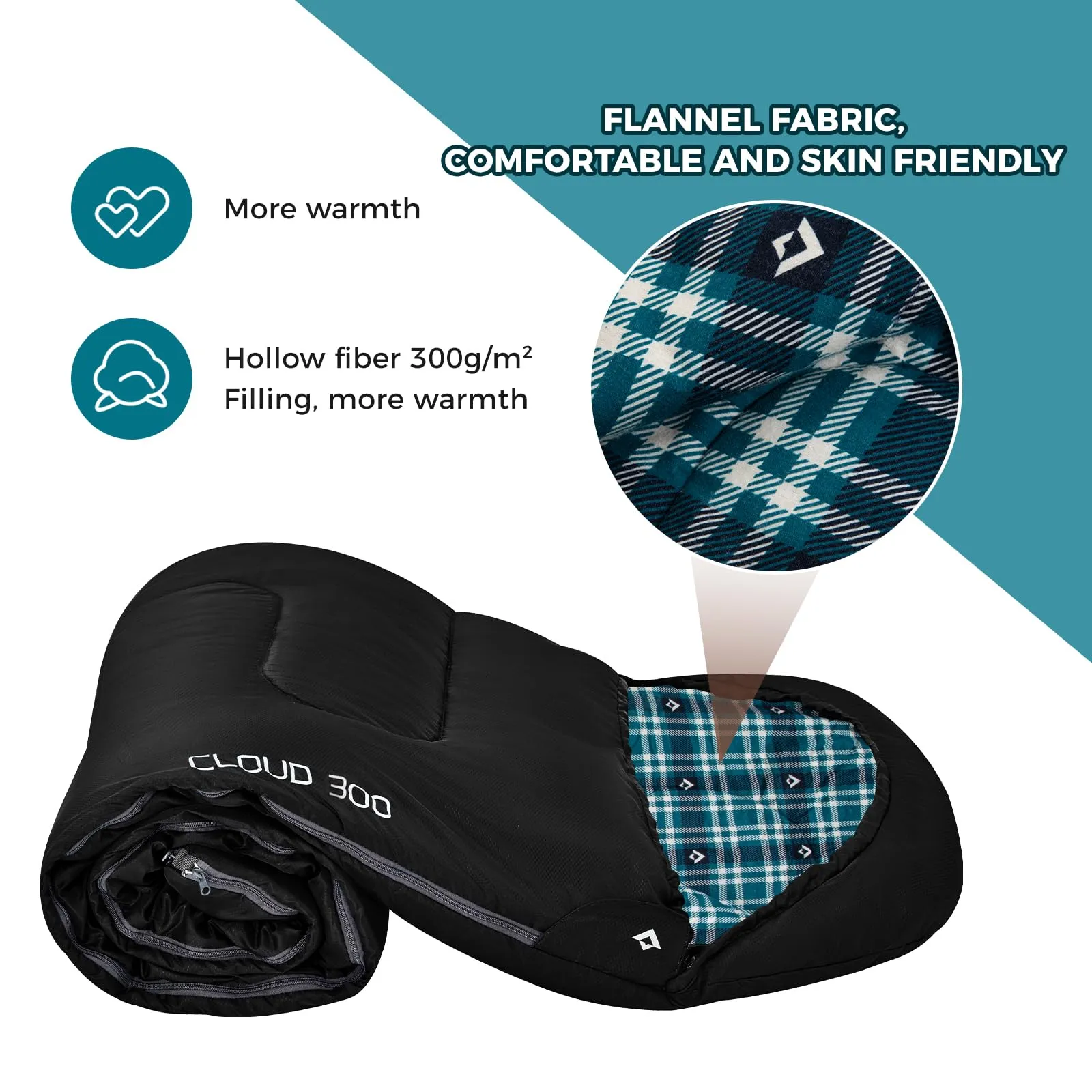 KingCamp CLOUDY 300 Flannel Lined Sleeping Bag