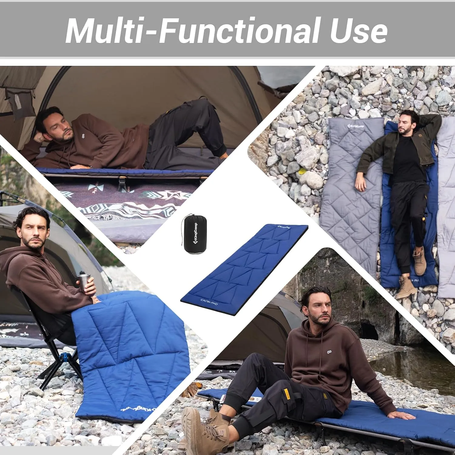 KingCamp Cot Mattress, Portable Lightweight Camping Sleeping Mat Soft Comfortable Non-Slip Cot Pad for Camp Cot, RV Bunk & Twin Beds