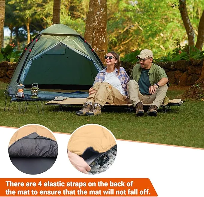 KingCamp Cot Pad for Camping, Soft Lightweight Sleeping Pad, Portable Non-Slip mat with Backpacking, for Yoga, Hiking, Traveling, 75"x 25"