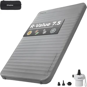 KingCamp Double Self Inflating Sleeping Pad for Camping, 2 Person Camping Mattress with Air Pump, Ultra Thick Foam Mattress Queen Size Air Pad Mat