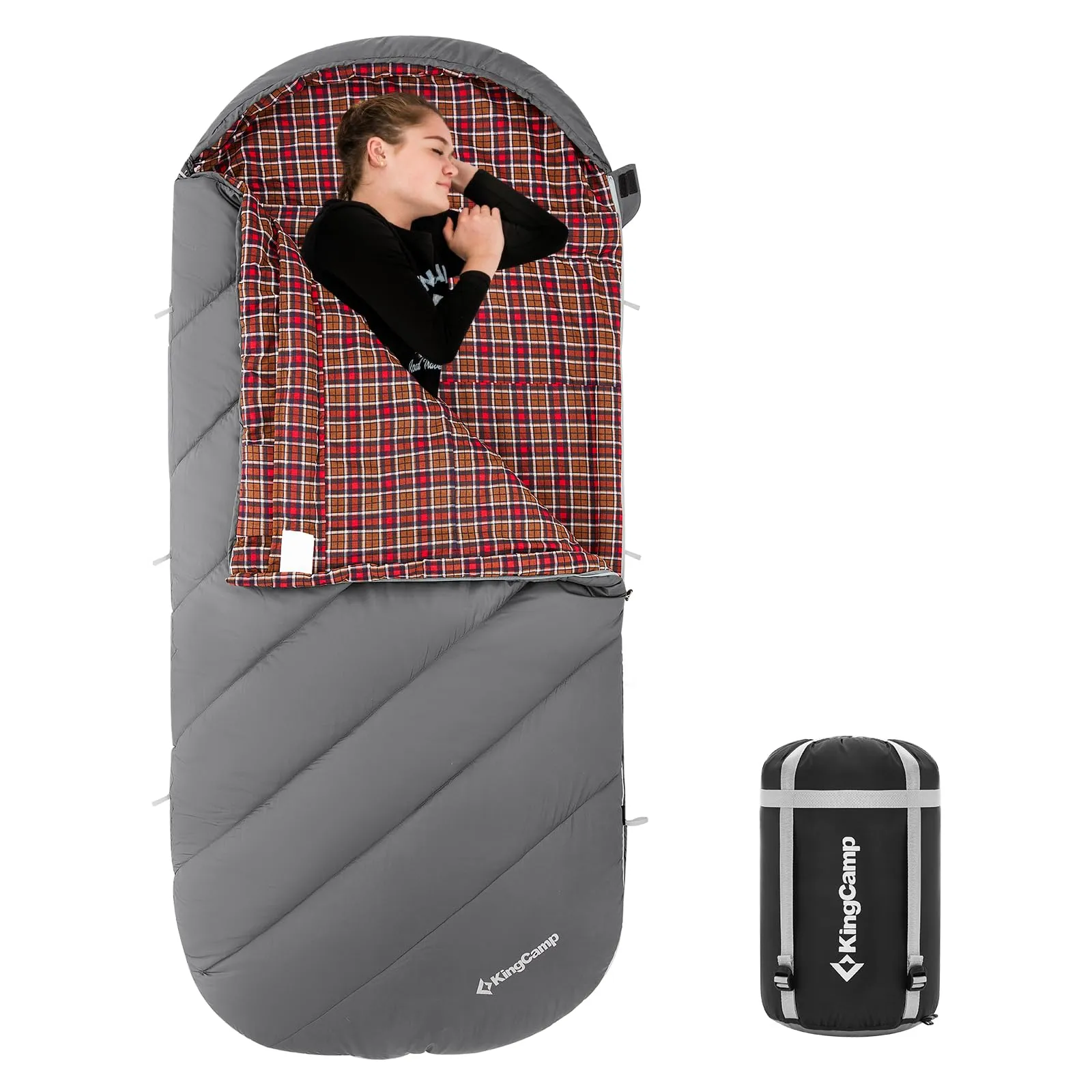 KingCamp FREESPACE 250 3-Season Plus Size Flannel Sleeping Bag