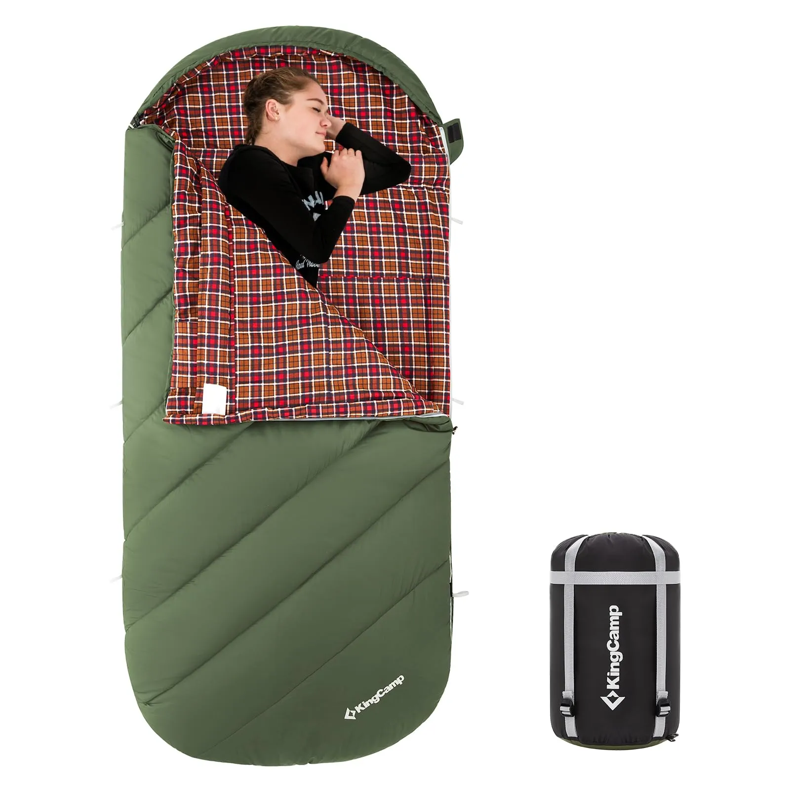 KingCamp FREESPACE 250 3-Season Plus Size Flannel Sleeping Bag