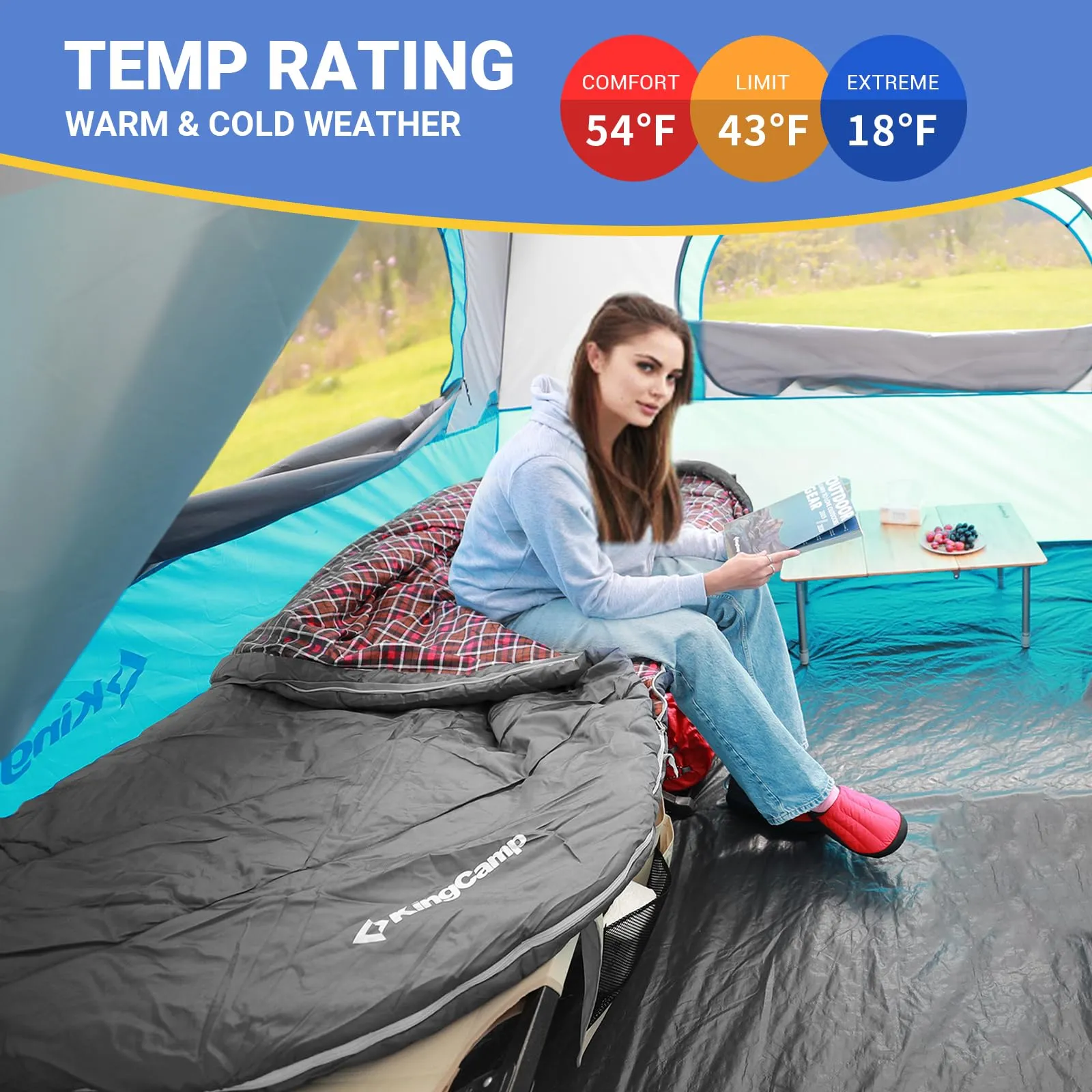 KingCamp FREESPACE 250 3-Season Plus Size Flannel Sleeping Bag