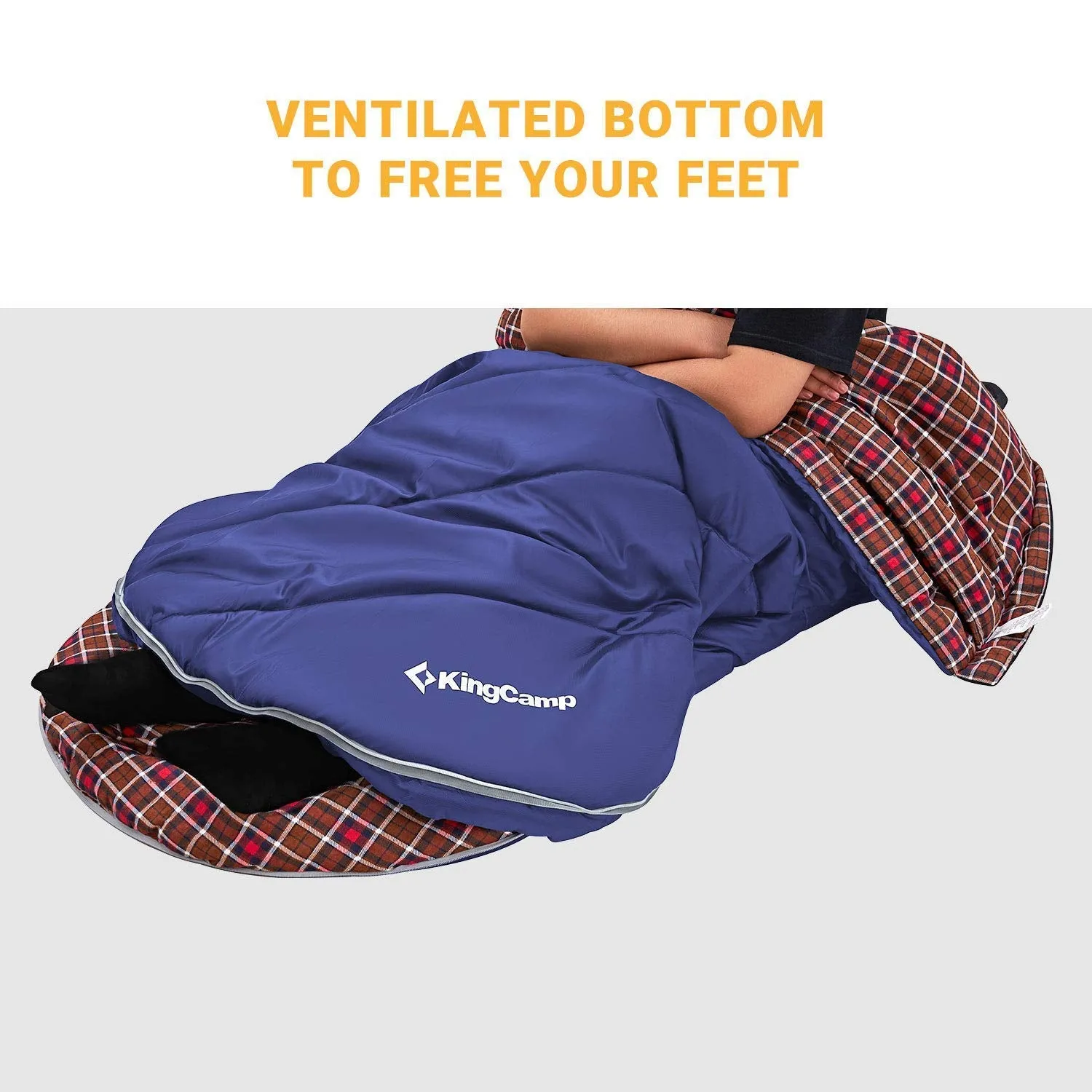 KingCamp FREESPACE 250 3-Season Plus Size Flannel Sleeping Bag