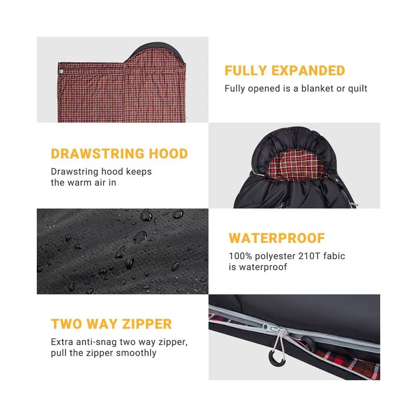 KingCamp FREESPACE 250 3-Season Plus Size Flannel Sleeping Bag