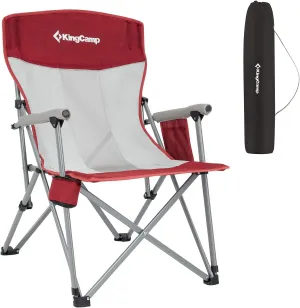 KingCamp Oversized Heavy Duty Outdoor Camp Lightweight Portable Lawn Chair Sturdy Steel Frame Supports 300 lbs with Cup Holder for Sports Fishing Picnic, one Size, Blue&Gray
