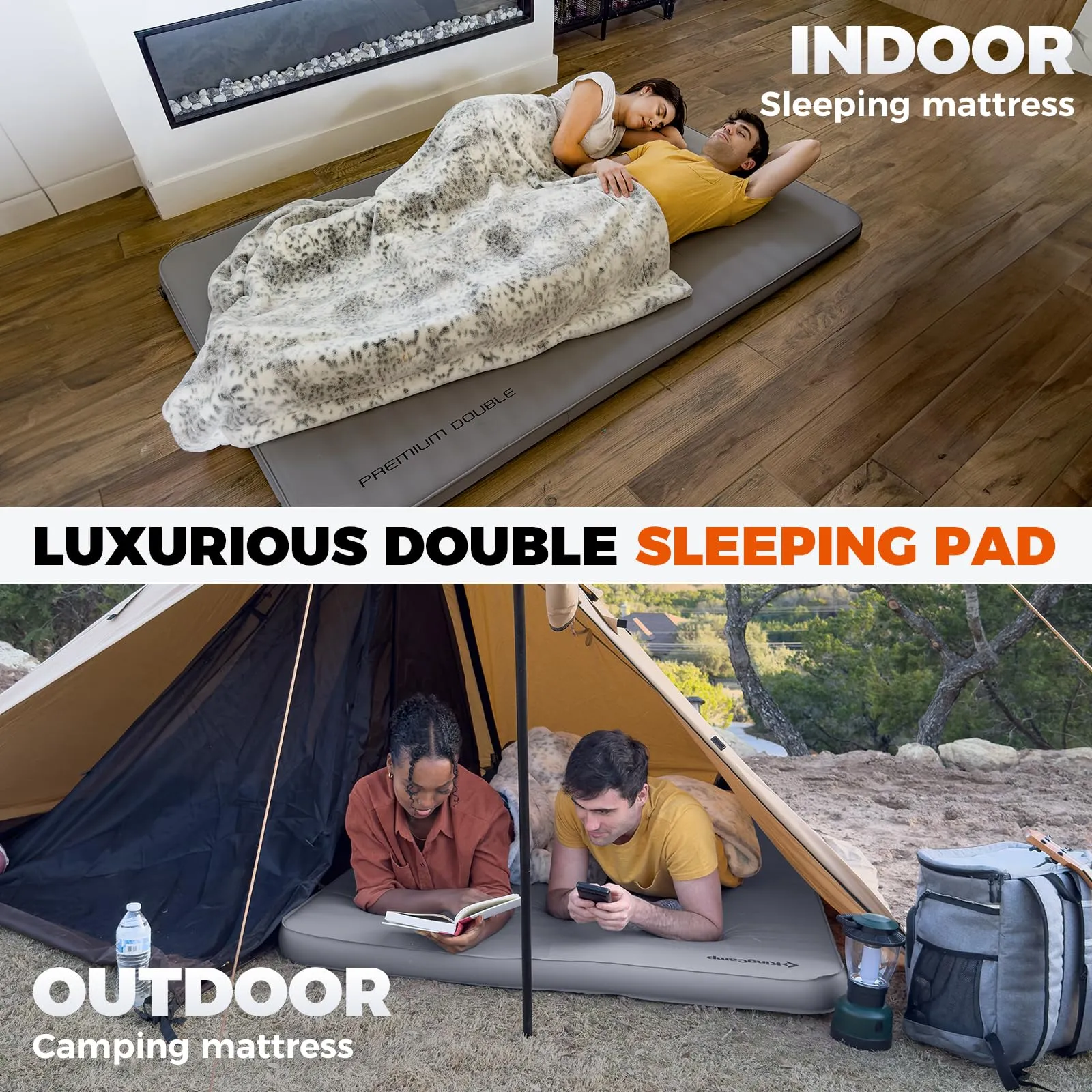 KingCamp PREMIUM Double Self-Inflating Sleeping Pad with Sack Pump