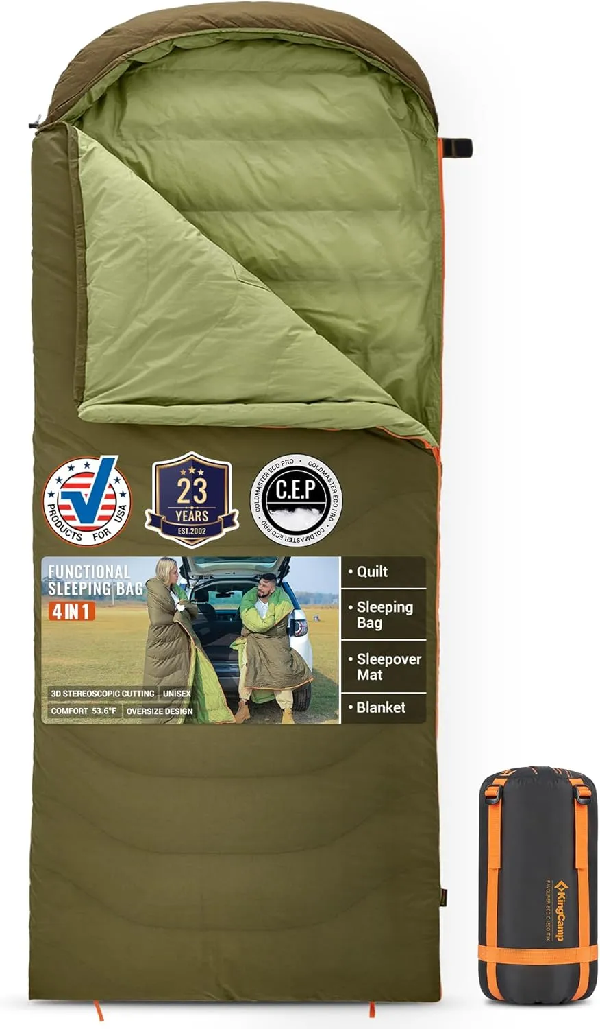 KingCamp Sleeping-Bags Down Sleeping Bag for Adults, Recycled 700 FP Cold Weather 3-4 Season Sleeping Bag